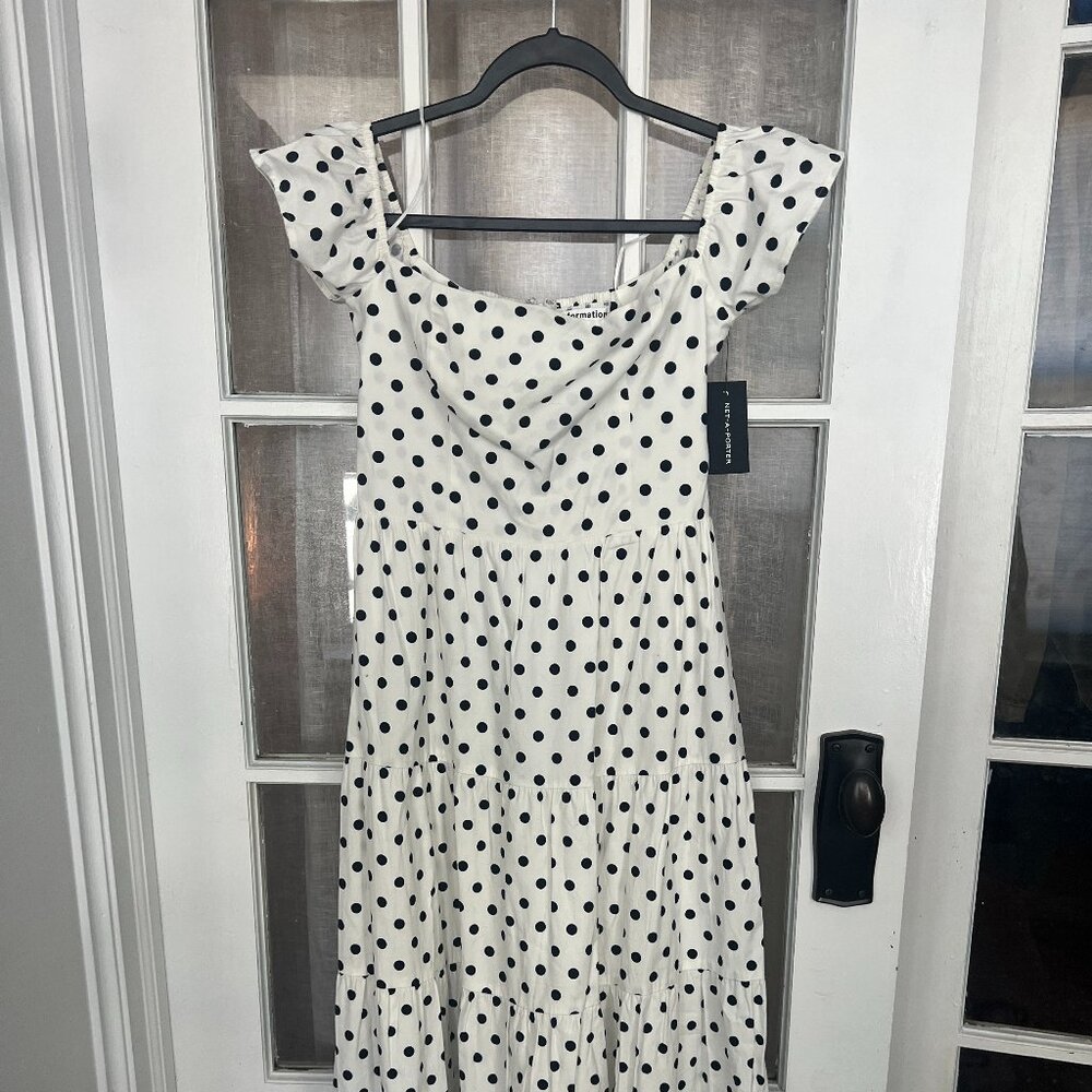 NWT Reformation Derek Off the Shoulder Polka Dot Cotton Dress Size 6